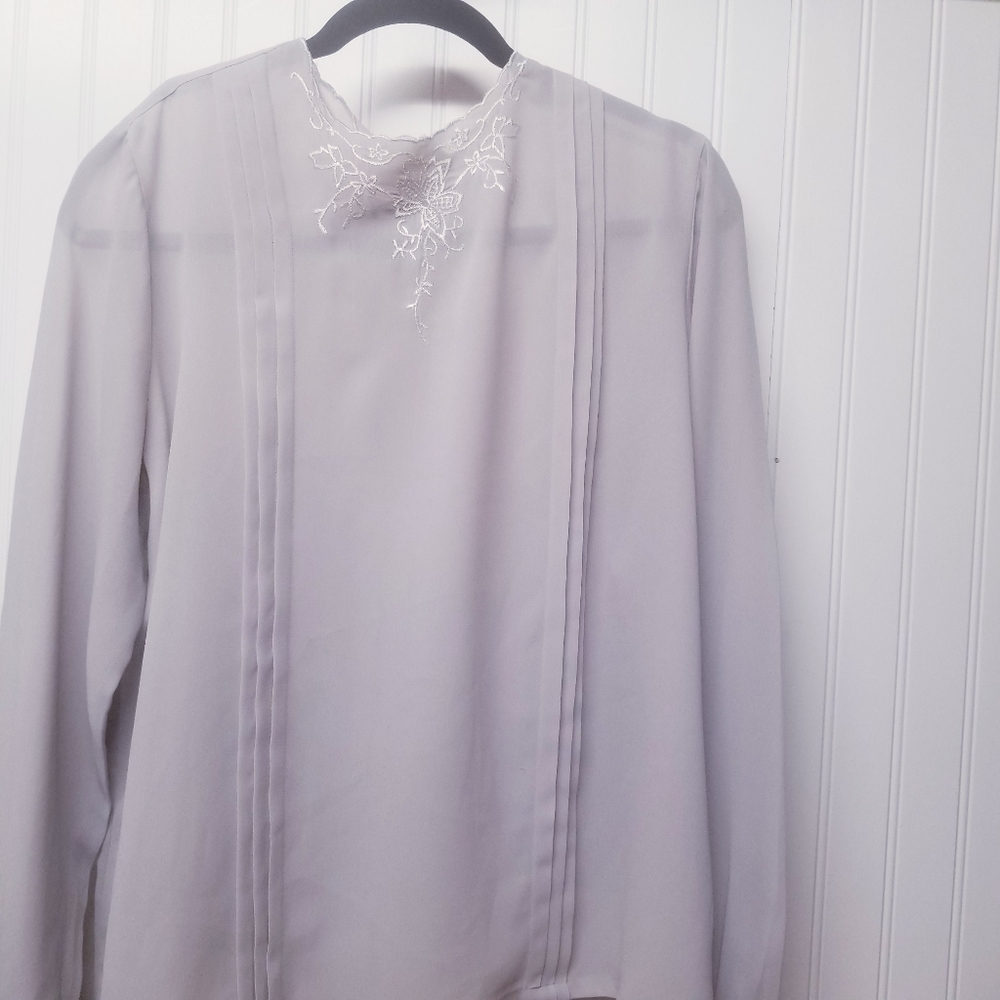 Vintage JCPenney Silver Polyester Shirt Size 18
